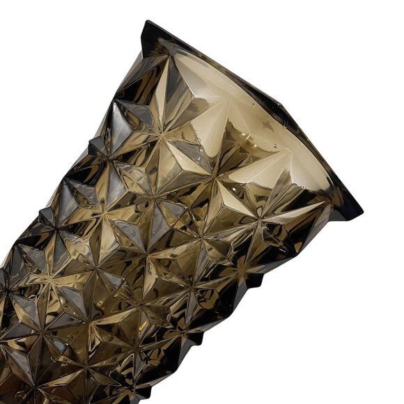 Vintage 1960s French Massive Geometrical Brutalist Smokey Gray Pressed Glass - Picture 6 of 11